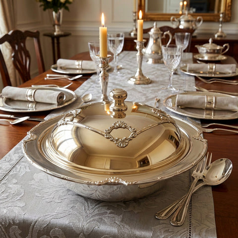 Covered Ruban-Croisé Deep Serving Dish