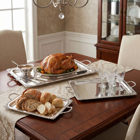 Pearl Crafted Angles Rectangular Serving Tray with Handles