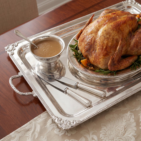 Pearl Crafted Angles Rectangular Serving Tray with Handles