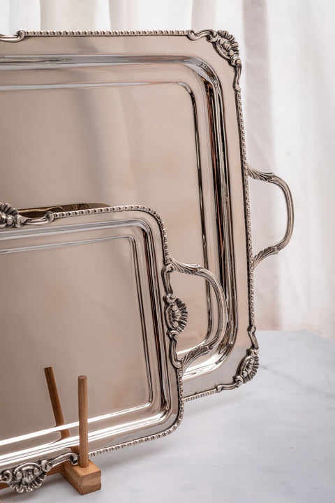Royal rectangular serving tray with handles -  صينية تقديم رويال مستطيلة ب يد