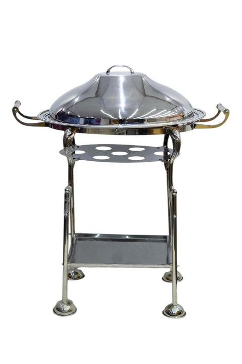 Ouzy Oval Chafing Dish With Trolley  -  سخان بيضاوي للذبايح بالعجل