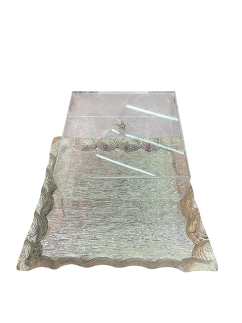 Squared Hammered serving dish with Cover  - سيرفيس مربع بالغطاء