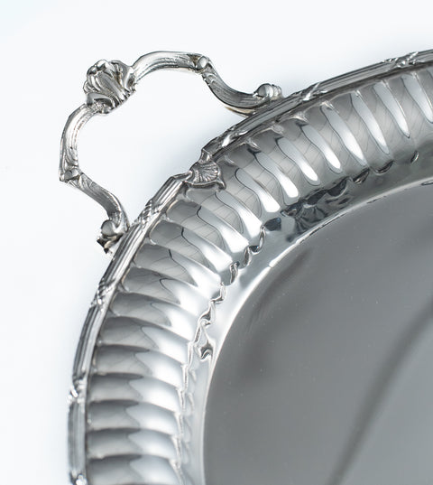 English oval serving tray with handles -  صينية تقديم إنجليزي بيضاوية ب يد
