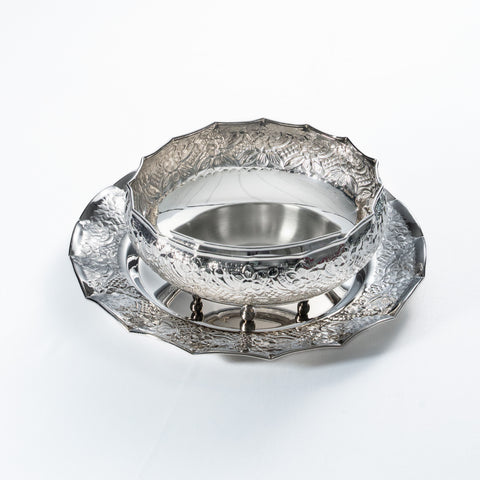 Crafted footed bowl set -  طقم  منقوش بالرجول بولة/طبق